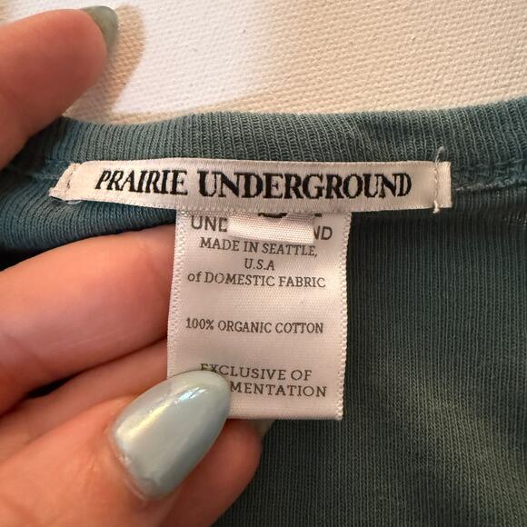 PRAIRIE UNDERGROUND | Green Organic Cotton Long Line lightweight Cardigan Small - Picture 6 of 7